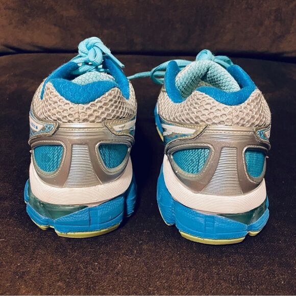 Excellent Asics GEL Nimbus 16 grey blue lime womens running shoes 7.5 Medium - Picture 4 of 13